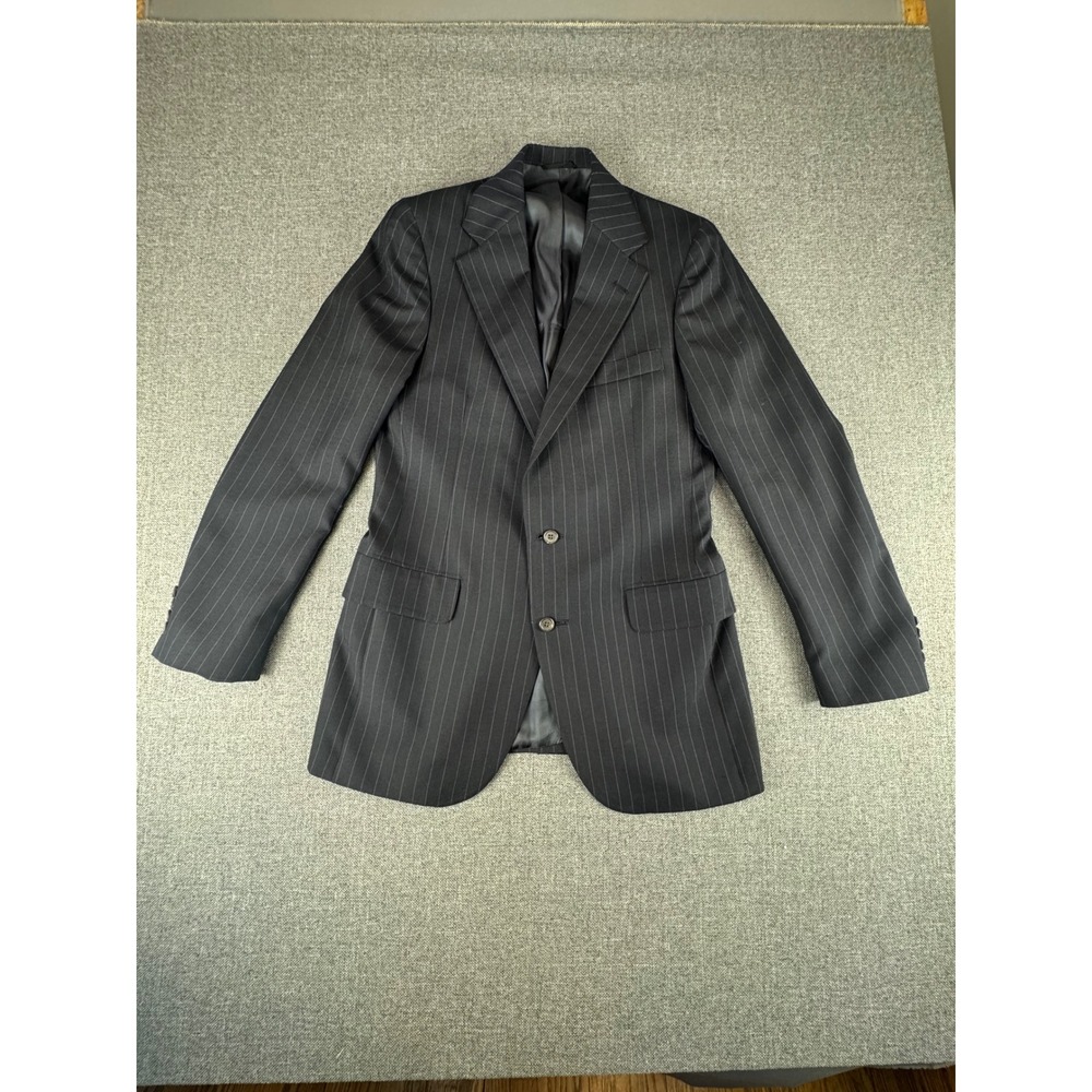 Polo University Club Ralph Lauren Mens Navy Blue Pinstripe Wool Blazer Jacket